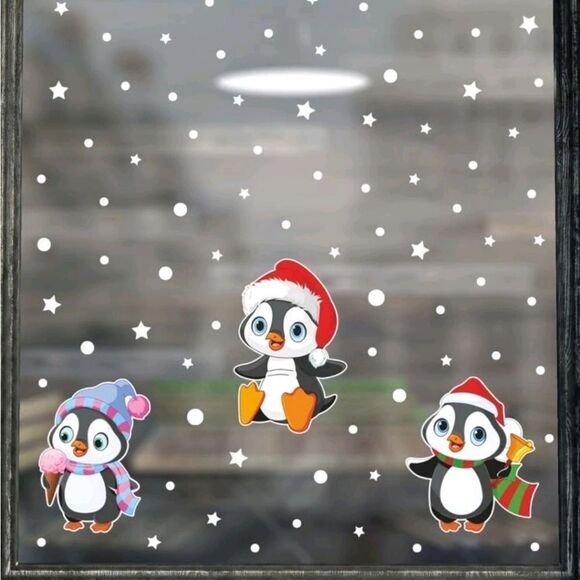 Penguin Christmas Wall Sticker Decal - Picture 1 of 6